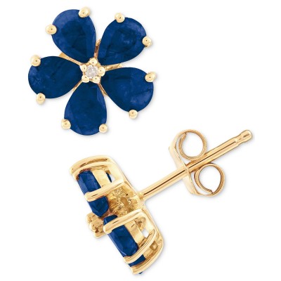 Sapphire (1-3/4 ct. t.w.) & Diamond Accent Stud Earrings in 14k Gold (Also Available In Emerald & Ruby)