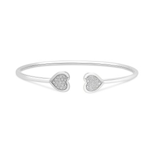 Diamond Heart Cluster Flex Bangle Bracelet (1/6 ct. ) in Sterling Silver