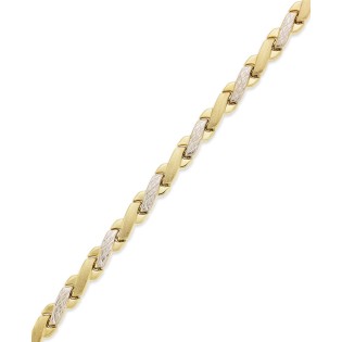 10k Gold and White Gold Bracelet  Two-Tone X Bracelet