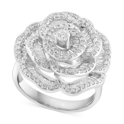 Diamond Baguette & Round Rose Ring (1-1/3 ct. ) in 14k White Gold