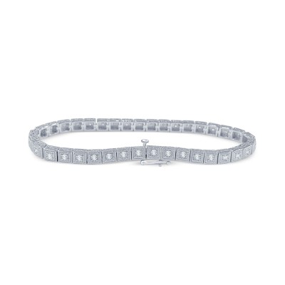 Diamond Square Link Tennis Bracelet (1 ct. ) in Sterling Silver