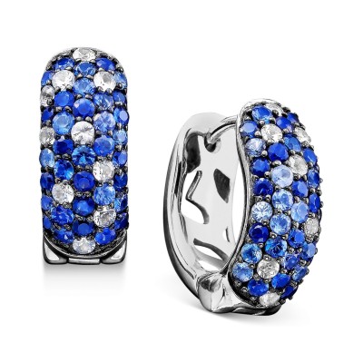 Saph Splash by Shades Of Sapphire Hoop Earrings (2-3/4 ct. ) in Sterling Silver