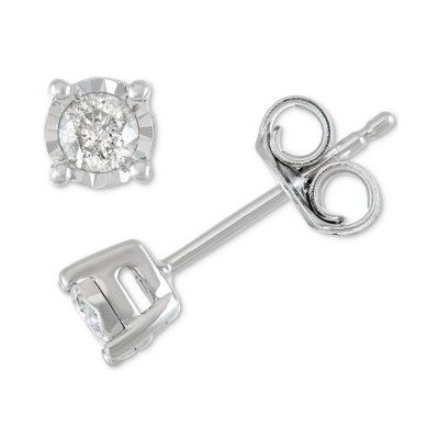 Diamond Stud Earrings (1/5 ct. ) in Sterling Silver  14K Gold or Rose Gold over Sterling Silver