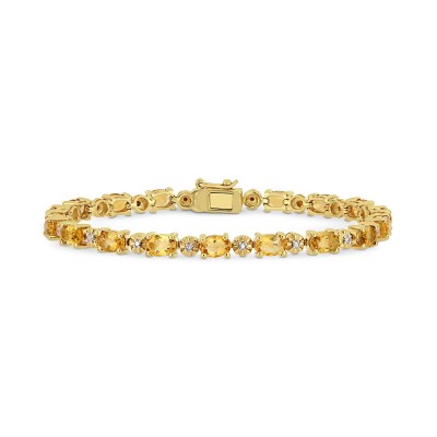 Citrine (8-1/10 ct. t.w.) & Diamond Accent Link Bracelet in 18k Gold-Plated Sterling Silver