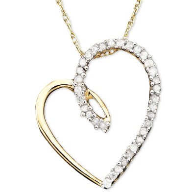 Diamond Heart Pendant Necklace in 14k Gold (1/10 ct. )