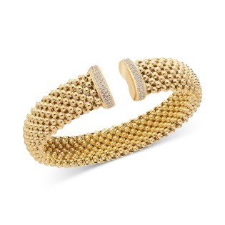 Diamond End Mesh Cuff Bracelet (1/2 ct. ) in 14k Gold-Plated Sterling Silver