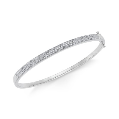 Diamond Pavé Bangle Bracelet (1/4 ct. tw.) in 14k Gold Over Sterling Silver  14K Rose Gold Over Sterling Silver or Sterling Silver