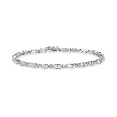 Morganite (5-3/4 ct. t.w.) & White Topaz (7/8 ct. t.w.) Tennis Bracelet in Sterling Silver