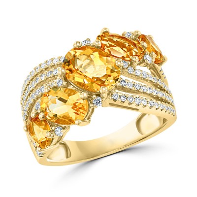 Citrine (4-1/10 ct. ) & Diamond (3/8 ct. ) Statement Ring in 14k Gold