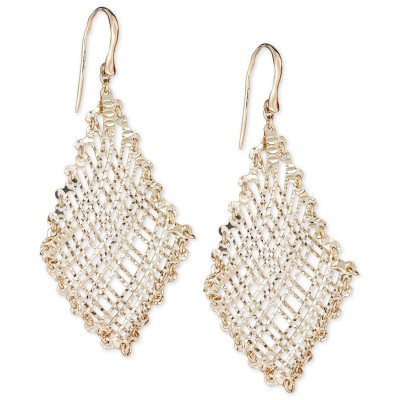 Filigree Weave Textured Drop Earrings in 14k Gold