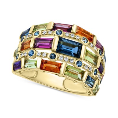 Multi-Gemstone (3-3/4 ct. ) & Diamond (1/10 ct. ) Statement Ring in 14k Gold