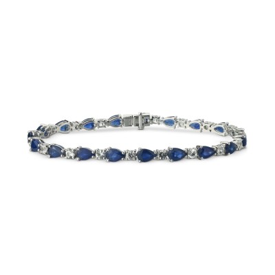 Sapphire (11 ct. ) & White Sapphire (2 ct. ) Tennis Bracelet in Sterling Silver (Also in Tanzanite & Emerald)