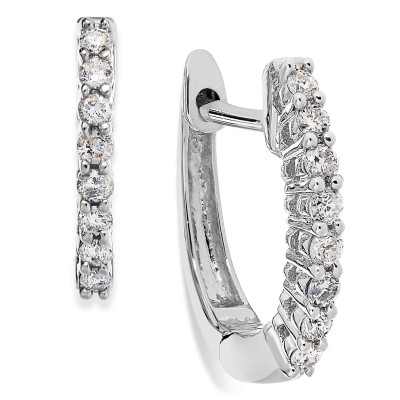 Diamond Mini Hoop Earrings (1/8 ct. ) in 10k White  Rose or Yellow Gold