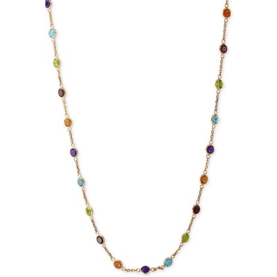 Mosaic Collection Multi-Gemstone Link Collar Necklace (9 ct. ) in 14k Gold.