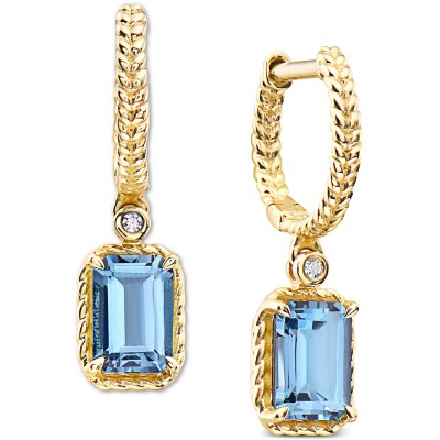 London Blue Topaz (1-1/2 ct. t.w.) & Diamond Accent Drop Earrings in 14k Gold