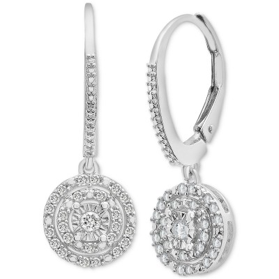 Diamond Circle Leverback Drop Earrings (1/4 ct. tw) in Sterling Silver  