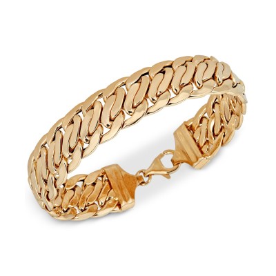 Wide Fancy Link Chain Bracelet in 14k Gold