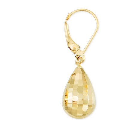 Mirror-Cut Teardrop Drop Earrings in 14k Gold