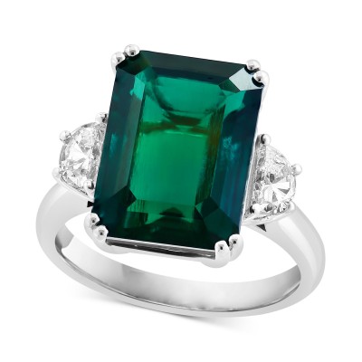 Lab Grown Emerald (7-1/8 ct. ) & Lab Grown Diamond (1/2 ct. ) Ring in 14k White Gold