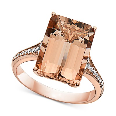 Morganite (7-1/3 ct. ) & Diamond (1/8 ct. ) Ring in 14k Rose Gold
