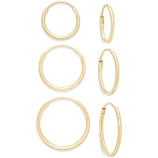 3-Pc. Set Small Endless Hoop Earrings in 10k Gold
