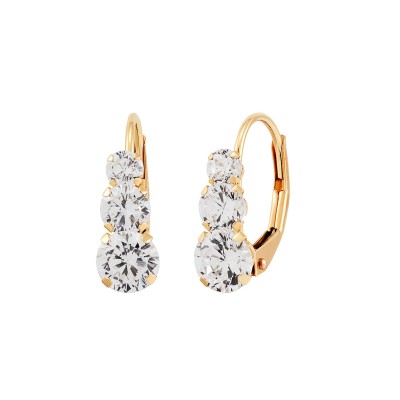 White Cubic Zirconia Graduated Drop Earrings in 14k Gold (Also in )