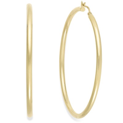 Round Hoop Earrings in 14k Gold Over Silver