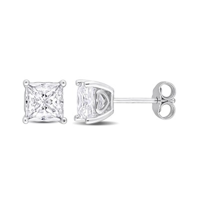 Princess Cut Moissanite Stud Earrings 2 1/2 ct. t.w in Sterling Silver