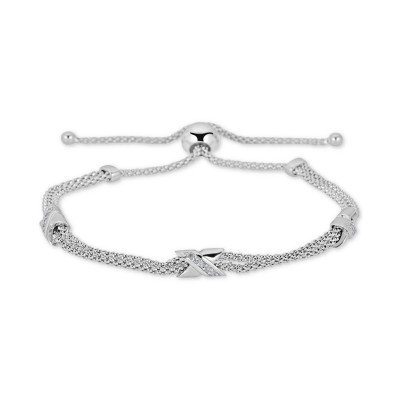 Diamond X Bolo Bracelet (1/8 ct. ) in Sterling Silver