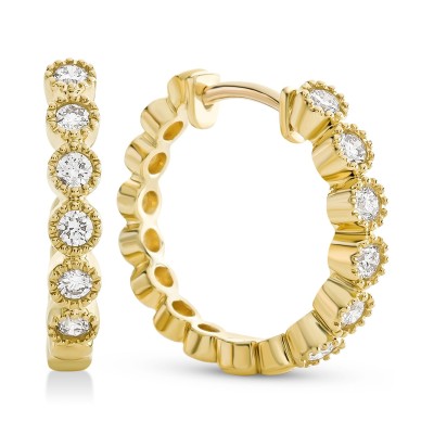 Diamond Milgrain Bezel Hoop Earrings (1/4 ct. ) in 14k Gold
