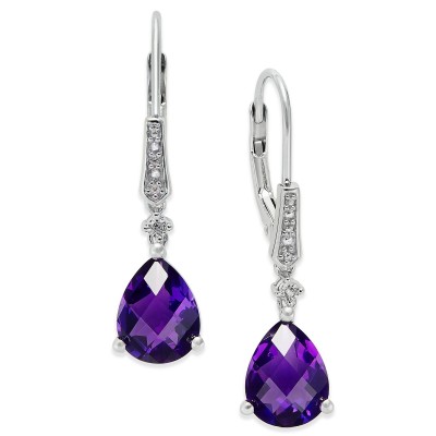 Gemstone (3-3/4 ct. ) and Diamond Accent Birthstone Drop Earrings in Sterling Silver