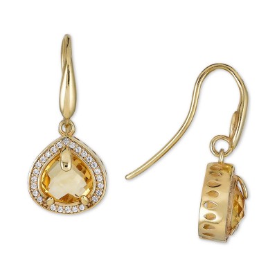 Citrine (4 ct. ) & White Topaz (5/8 ct. ) Drop Earrings in 14k Gold-Plated Sterling Silver