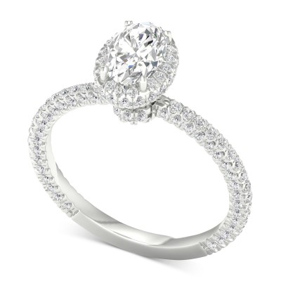 IGI Certified Diamond Oval Halo Engagement Ring (1-3/4 ct. ) in Platinum