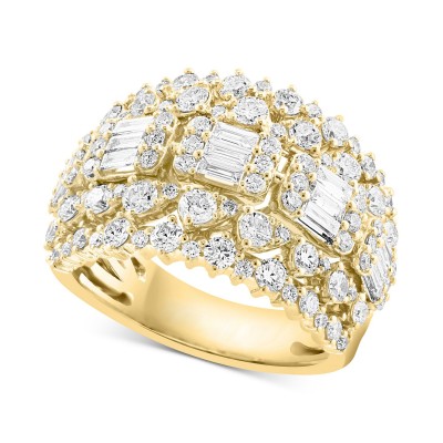 Diamond Round & Baguette Multirow Cluster Ring (2-1/3 ct. ) in 14k Gold
