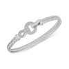 Diamond Horseshoe Braided Mesh Bangle Bracelet (1/4 ct. ) in Sterling Silver