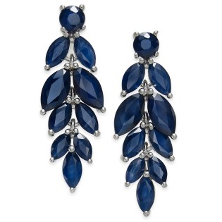 Blue Sapphire (6-1/2 ct. ) & White Sapphire (1/2 ct. ) Chandelier Earrings in Sterling Silver  