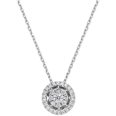 Diamond Cluster Halo Pendant Necklace (1/4 ct. ) in 14k White Gold
