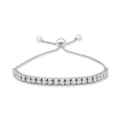 Diamond Row Bolo Bracelet (3/4 ct. ) in Sterling Silver  14k Gold-Plated Sterling Silver or 14k Rose Gold-Plated Sterling Silver