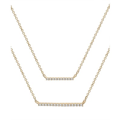 Diamond Double Bar Layered Necklace (1/6 ct. ) in 10k White or Yellow Gold  17