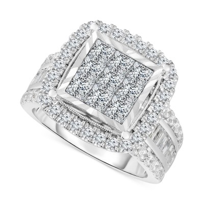 Diamond Princess Cluster Engagement Ring (3 ct. ) in 10k White Gold