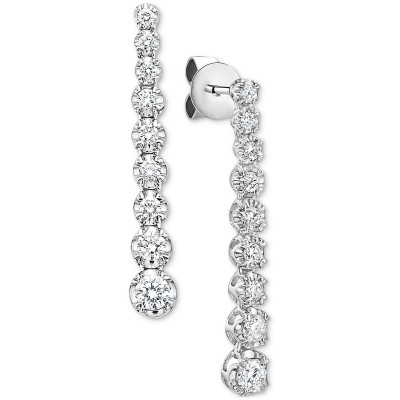 Diamond Graduated Linear Drop Earrings (3/4 ct. ) in 14k White Gold