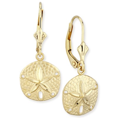 Sand Dollar Drop Earrings in 14k Gold