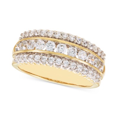 Diamond Three Row Band (1 ct. ) in 14k Two-Tone Gold