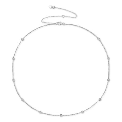 Diamond Bezel Necklace (1/10 Ct. ) In Sterling Silver 14k Gold-Plated Sterling Silver Or 14k Rose Gold-Plated Sterling Silver