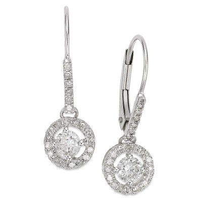 Diamond Round Drop Earrings in 14k White Gold  Yellow Gold or Rose Gold (1/2 ct. )