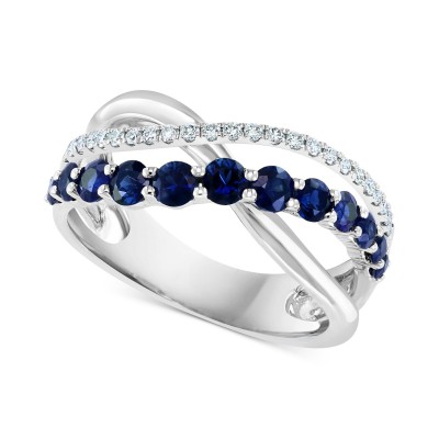 Sapphire (1-1/10 ct. ) & Diamond (1/5 ct. ) Crossover Ring in 14k White Gold