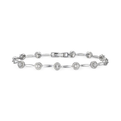 Diamond Halo Tennis Bracelet (1/2 ct. ) in Sterling Silver