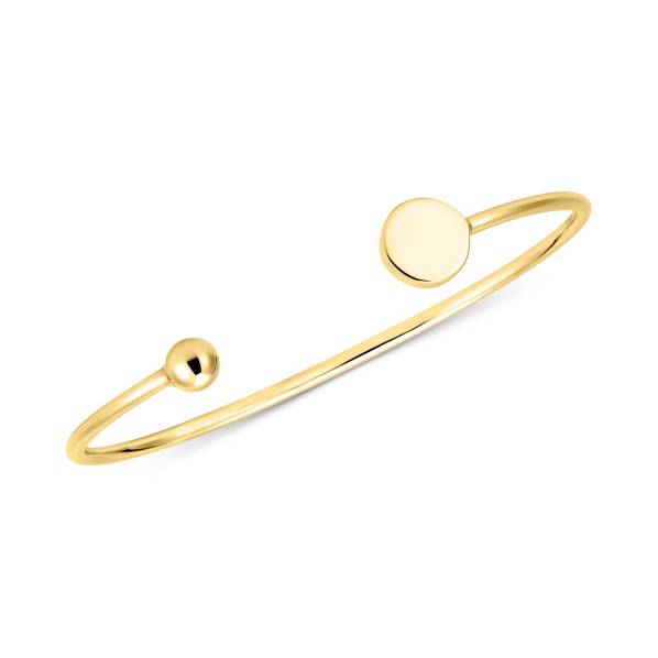 Initial Elle Cuff Bangle Bracelet in 14K Gold-Plated Sterling Silver